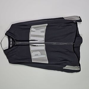 Pink Victoria's secret large gray and white zip up hoodie